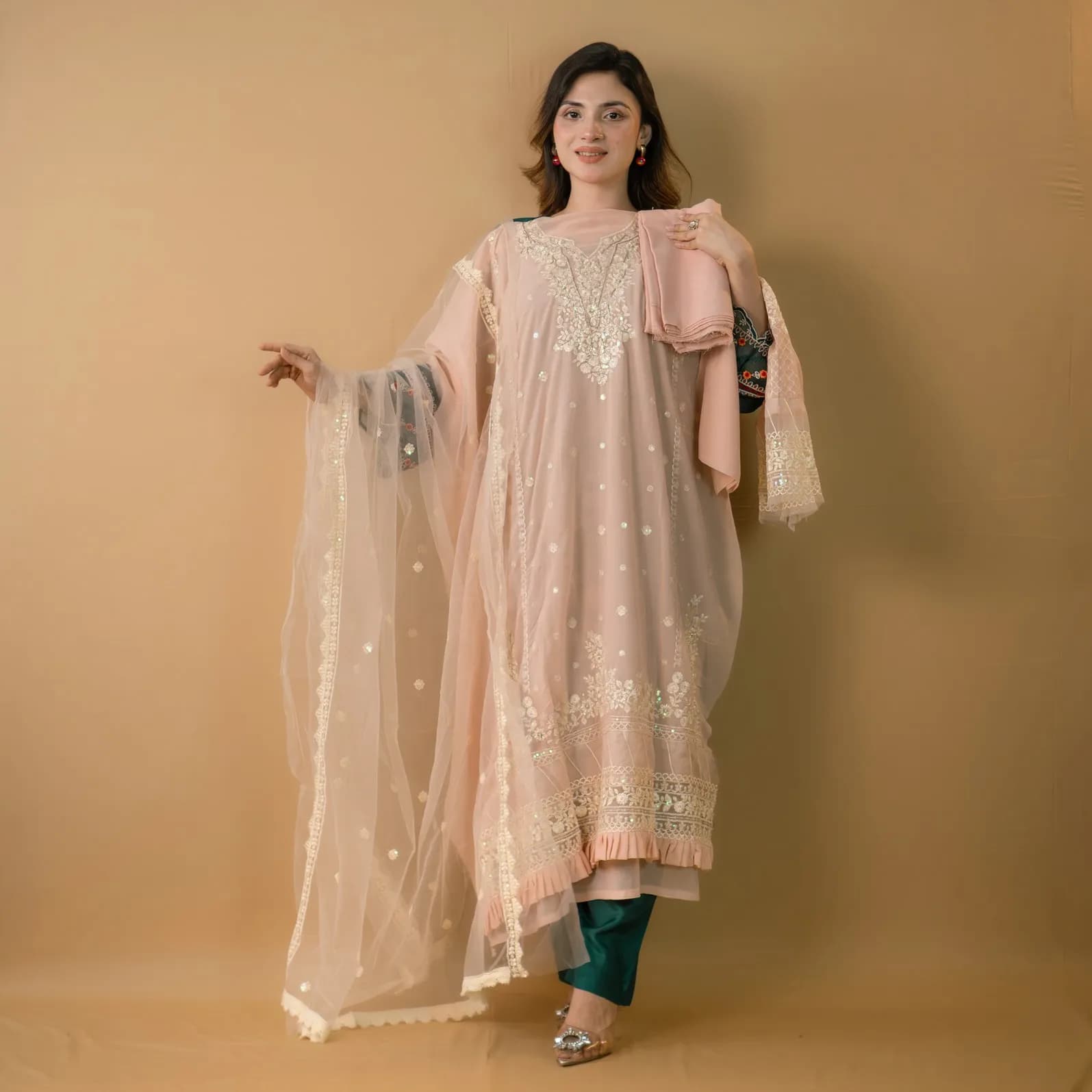 Pink Unstitch Embroidered Georgette Salwar Kameez C-11646 
