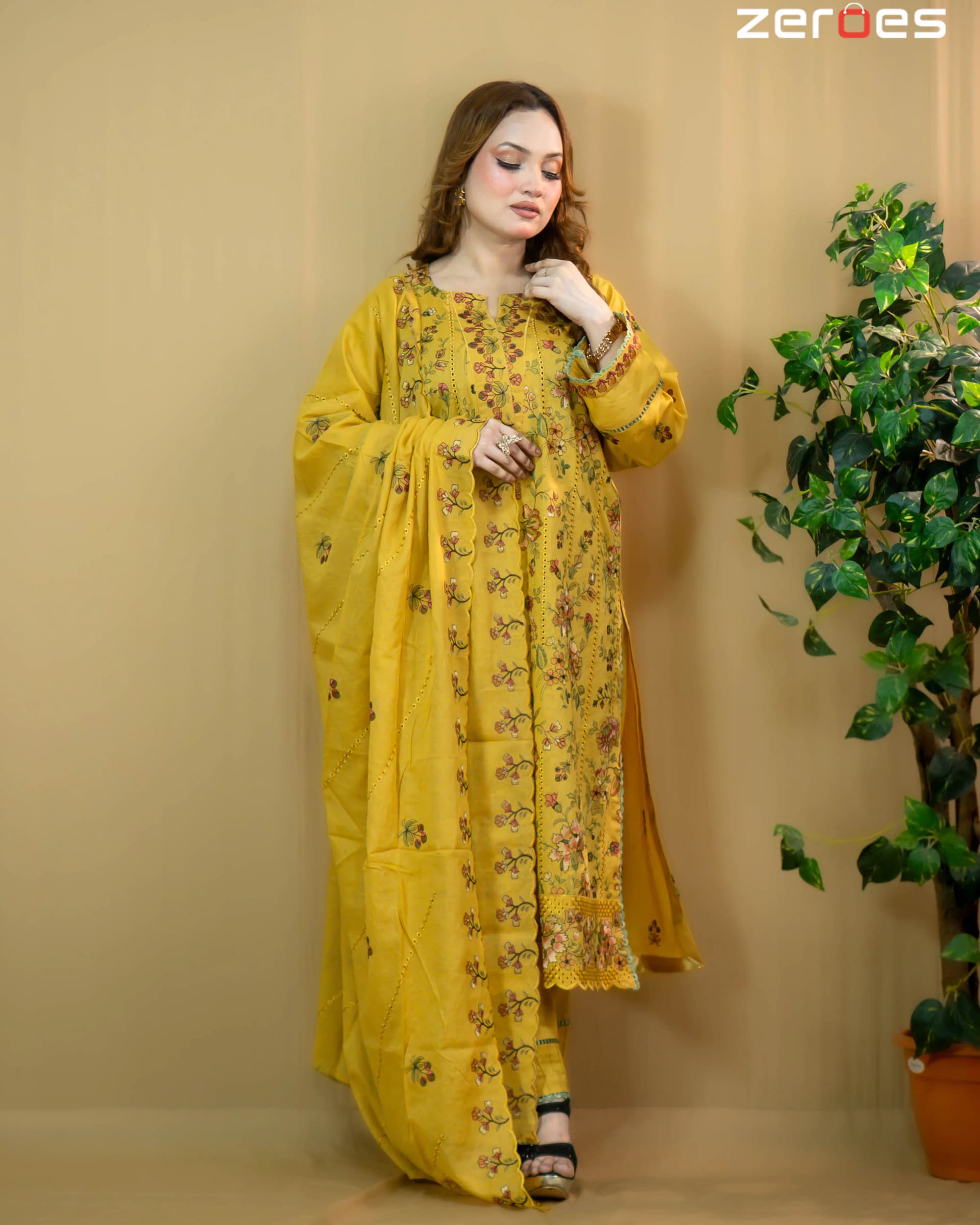 Mustard Fine Cotton Trouser Salwar Kameez - C-12774 Stitching Available