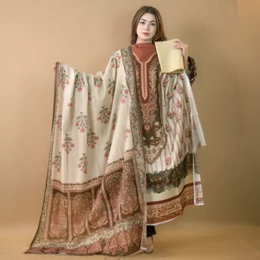 Beige Unstitch Printed Cotton Salwar Kameez C-11770 