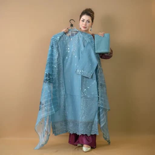 Pastel Semi-Stitch Embroidered Cotton Salwar Kameez C-11812 