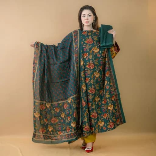 Green Unstitch Printed Cotton Salwar Kameez C-11822 