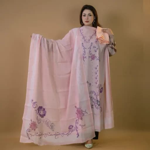 Pink Floral Printed Cotton Salwar Kameez | Unstitched