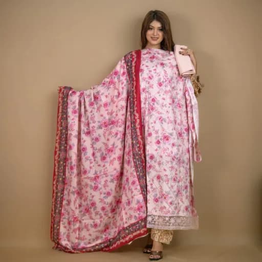 Pink Unstitch Embroidered Printed Cotton Salwar Kameez C-11858 