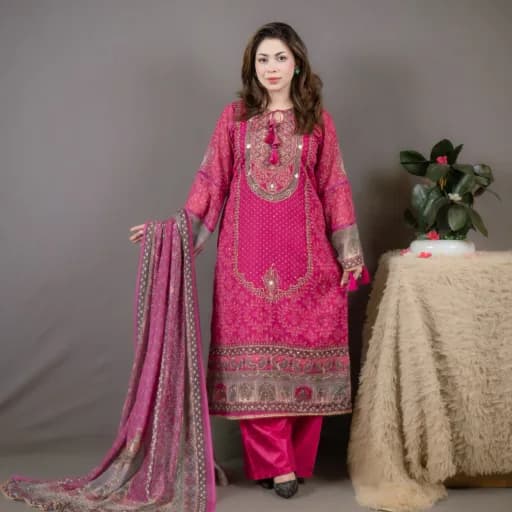 Magenta Embroidered Georgette Salwar Kameez C-11847 – Stitching Available