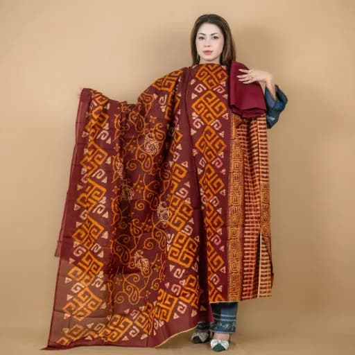 Maroon Unstitch Printed Cotton Salwar Kameez C- 11959