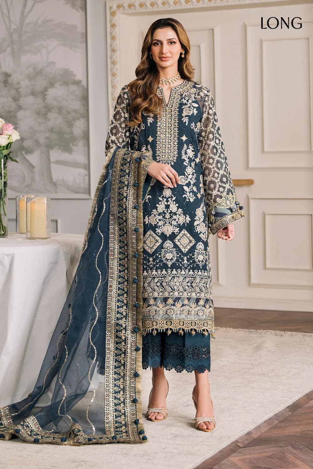 Blue Unstitch Luxury Embroidered Original Lavish C-11627