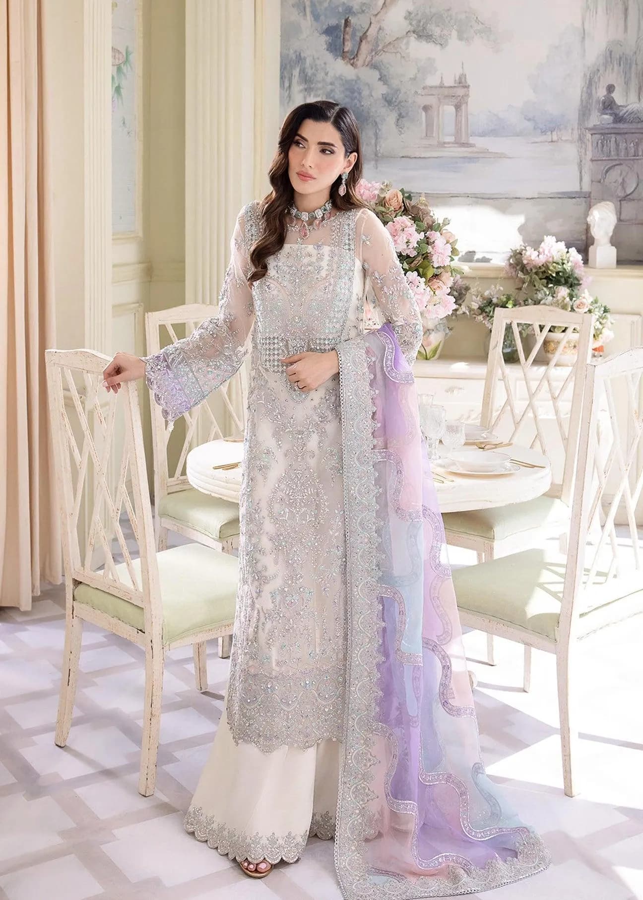 White Unstitch Luxury Embroidered Original Lavish C-11626