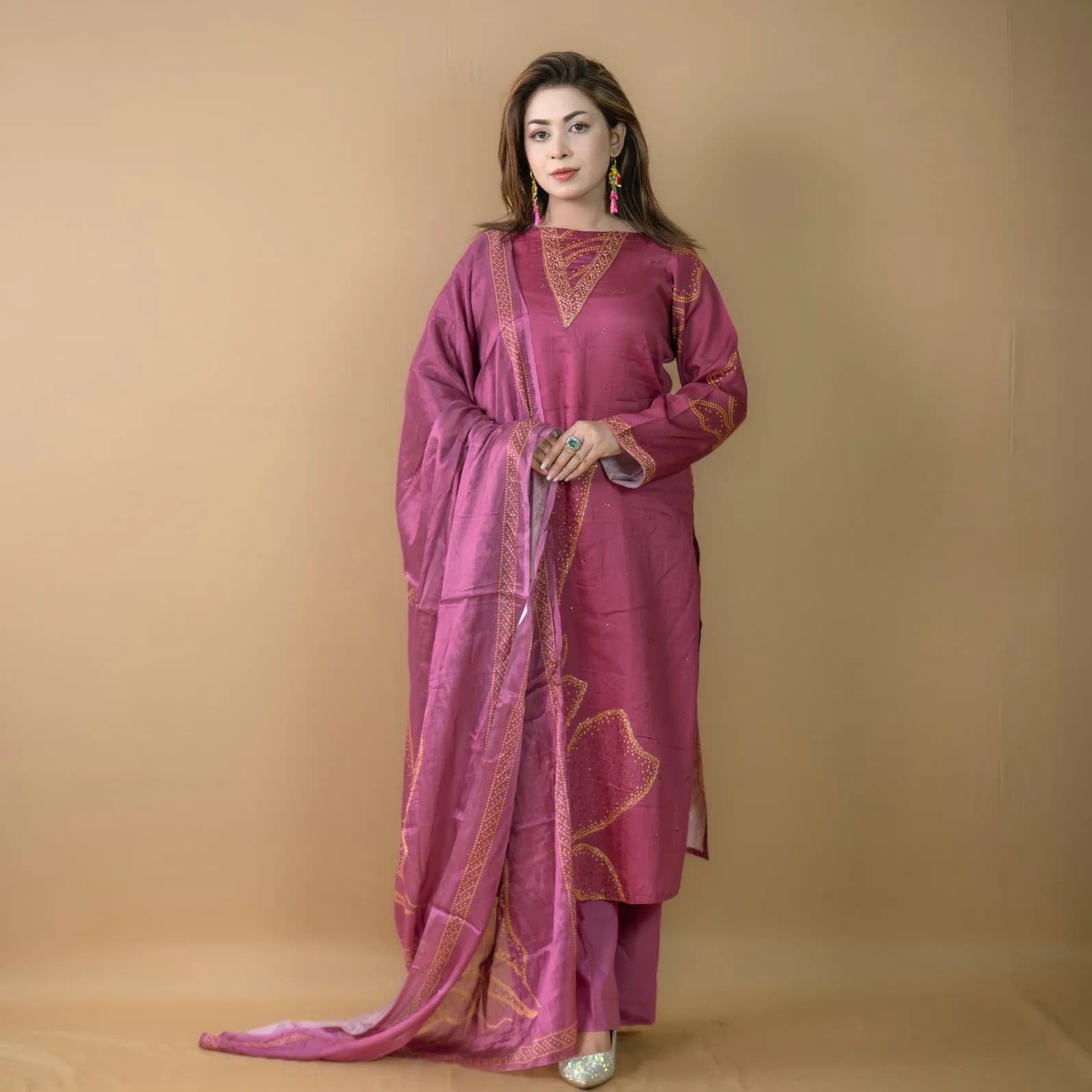 Onion Stitch Unstitch Embroidered Cotton Silk Salwar Kameez C-11597