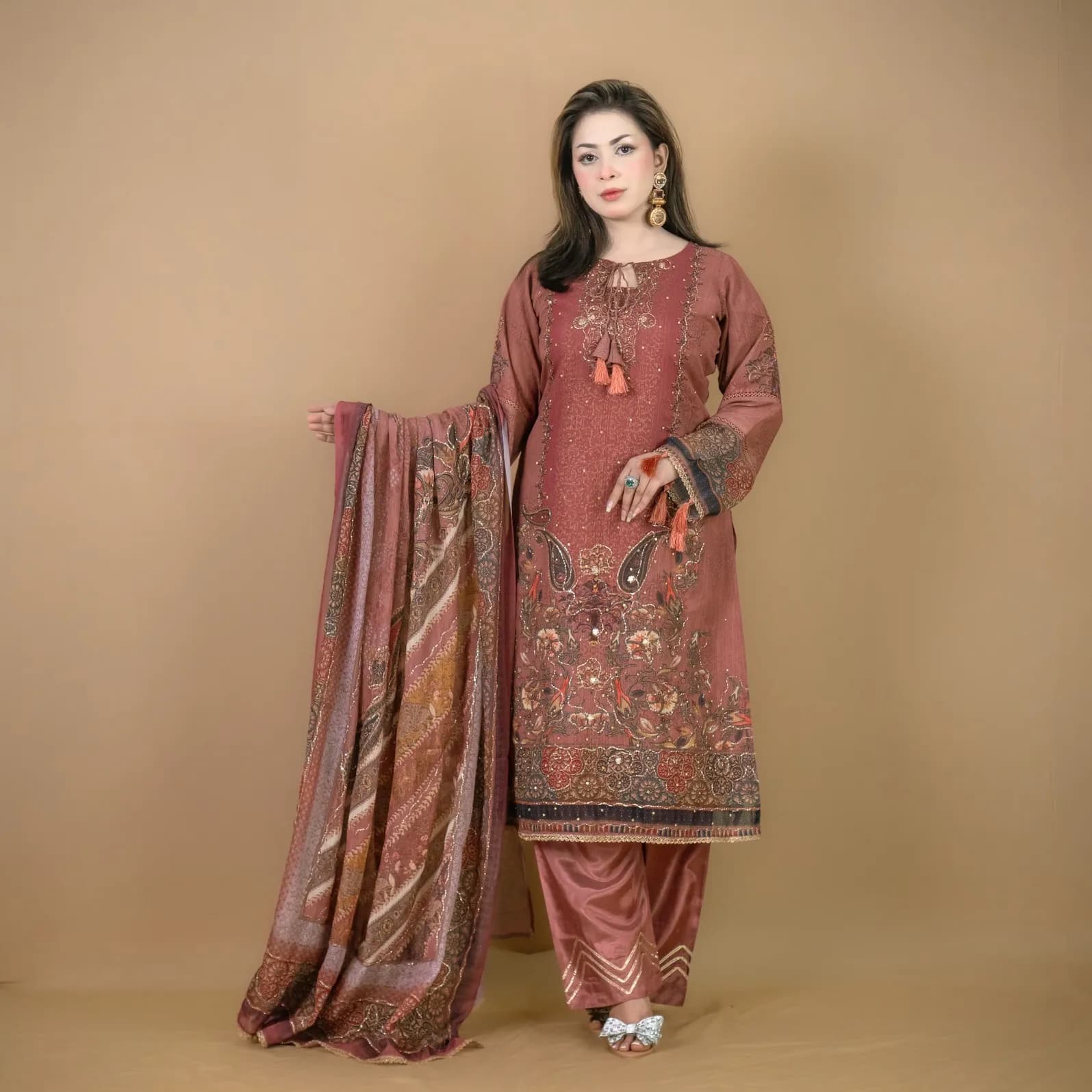 Coral Embroidered Printed Georgette Salwar Kameez C-12075 – Stitching Available